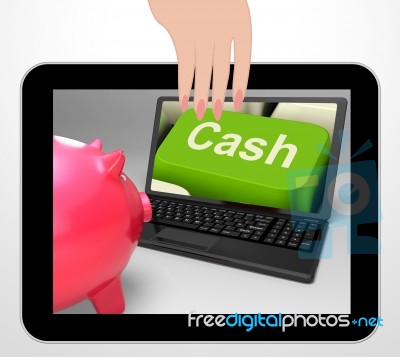 Cash Key Displays Online Finances Earnings And Savings Stock Image