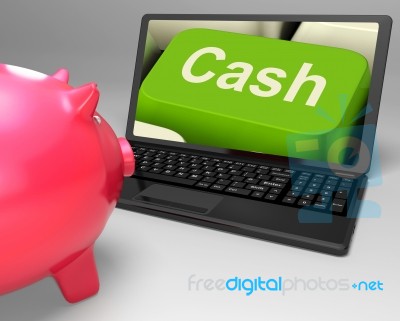 Cash Key Shows Online Finances Earnings And Savings Stock Image
