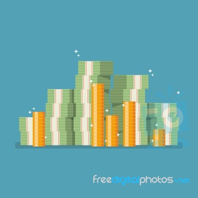 Cash Money In Flat Style Stock Image