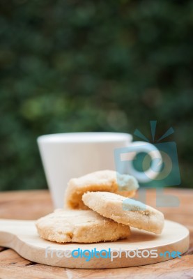 Cashew Cookies With Coffee Cup Stock Photo Cashew Cookies With Coffee Cup Stock Photo