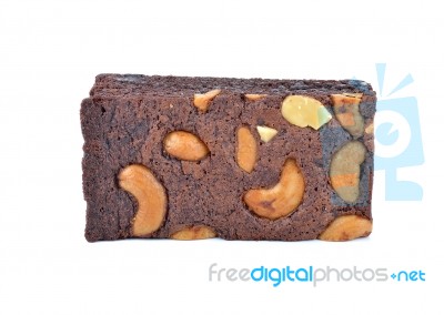 Cashew Nut Brownie Isolated On White Background Stock Photo