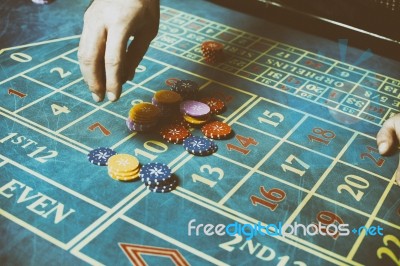 Casino Roulette Table Stock Photo