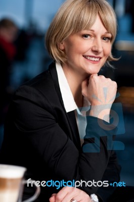 Casual Business Lady Posing In Style Stock Photo
