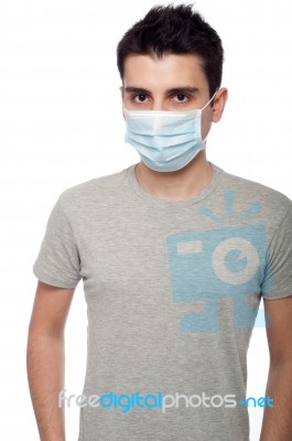 Casual Man In Protective Mask Stock Photo