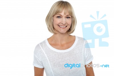 Casual Portrait Of Smiling Middle Aged Woman Stock Photo Casual Portrait Of Smiling Middle Aged Woman Stock Photo