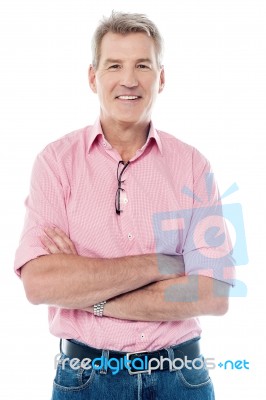Casual Pose Of A Matured Man Stock Photo