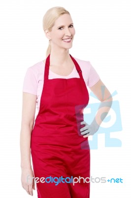 Casual Pose Of Female Chef Stock Photo