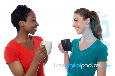 Casual Women Enjoying Coffee Stock Photo
