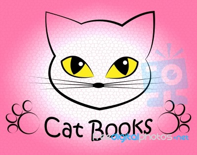 Cat Books Shows Pets Knowledge And Information Stock Image