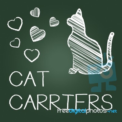 Cat Carriers Indicates Pedigree Container And Kitty Stock Image