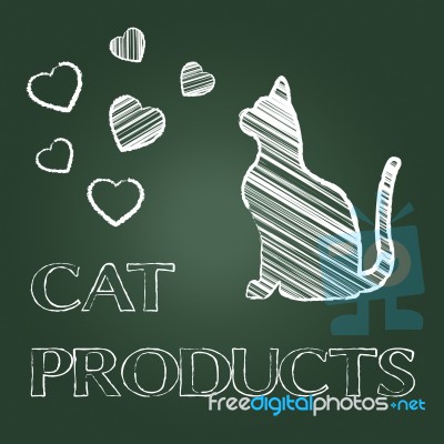 Cat Products Means Purchases Buy And Shopping Stock Image