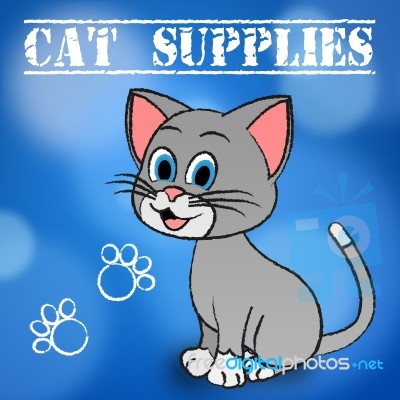 Cat Supplies Indicates Puss Products And Goods Stock Image