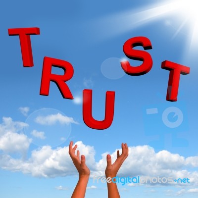 Catching Trust Word Stock Image