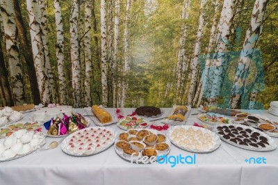 Catering Table Service Stock Photo