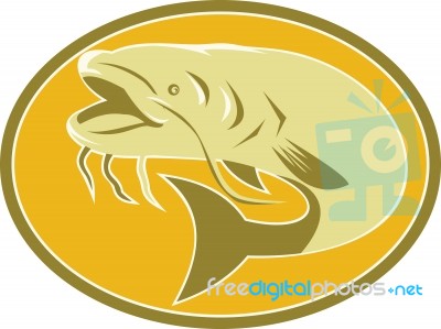 Catfish Fish Oval Retro Stock Image