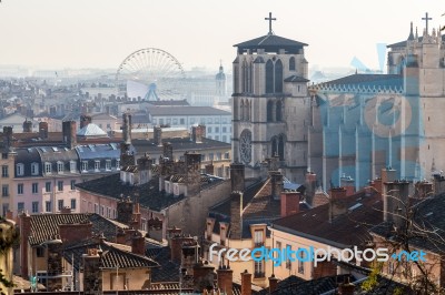 Catherdral In The City Of Lyon Stock Photo