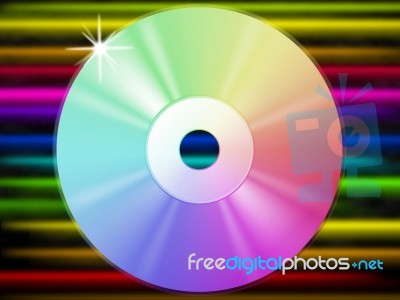 Cd Background Shows Music Listening And Colorful Lines
 Stock Image