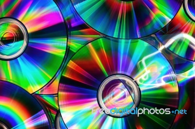 Cds With Rainbow Colors - Light Paint Stock Photo