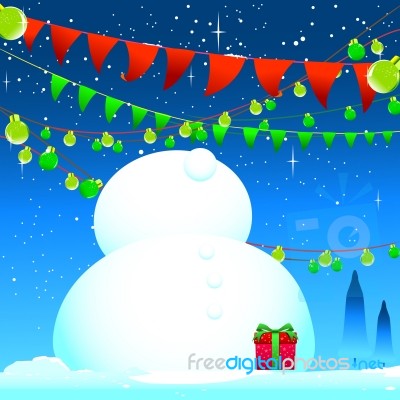 Celebrate Winter Season Snow Man And Blue Background Stock Image