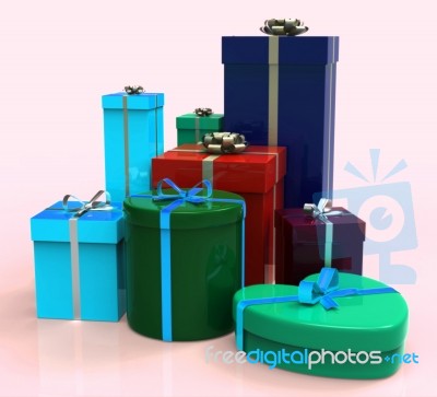 Celebration Giftboxes Shows Occasion Wrapped And Giving Stock Image