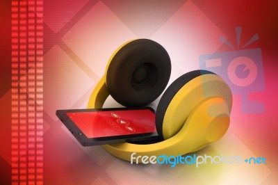 Cell Phone With Headphones Stock Image