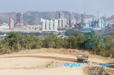 Cement Factory  In The Mountains Stock Photo
