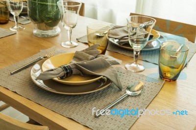 Ceramic Tableware On The Table Stock Photo