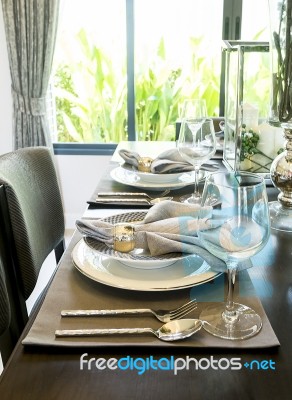 Ceramic Tableware On The Table Stock Photo
