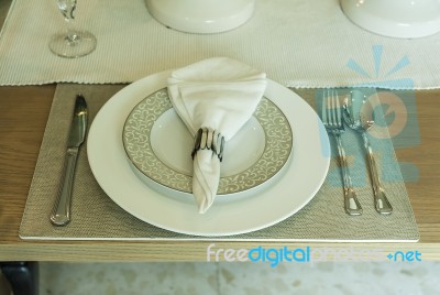 Ceramic Tableware On The Table Stock Photo