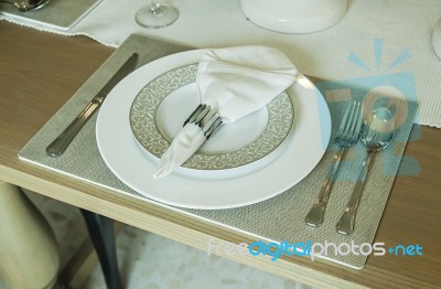 Ceramic Tableware On The Table Stock Photo