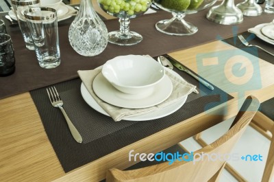 Ceramic Tableware On The Table Stock Photo