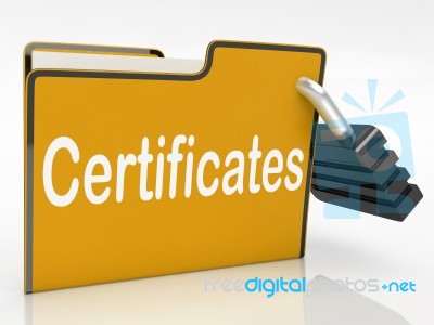 Certificates Security Indicates Private Achievement And Binder Stock Image
