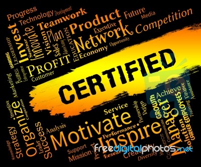 Certified Words Represents Warranted Authenticate And  Verified Stock Image