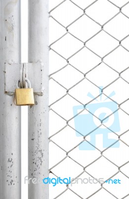 Chain Link Fence With Lock Stock Photo - Royalty Free Image ID 10051820