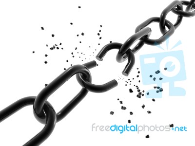 Chain With A Broken Link  Stock Photo