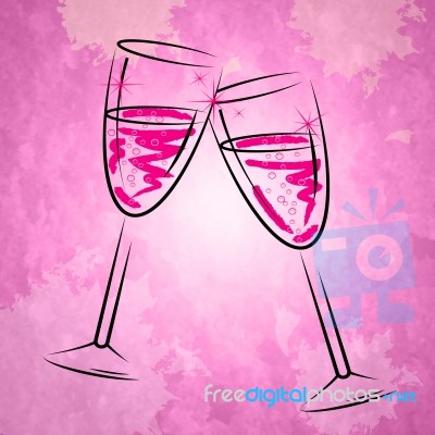 Champagne Glasses Shows Sparkling Alcohol And Wineglass Stock Image