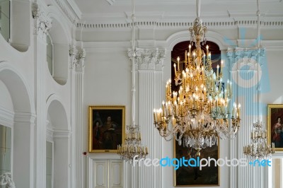 Chandelier At The Wilanow Palace In Warsaw Stock Photo