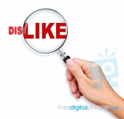 Changing Dislike Into Like By Magnifying Glass Stock Image
