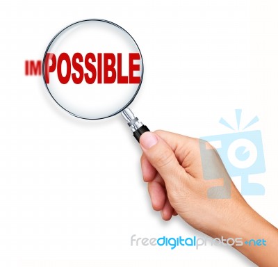 Changing Impossible Into Possible By Magnifying Glass Stock Image