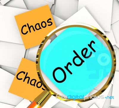 Chaos Order Post-it Papers Show Disorganized Or Ordered Stock Image