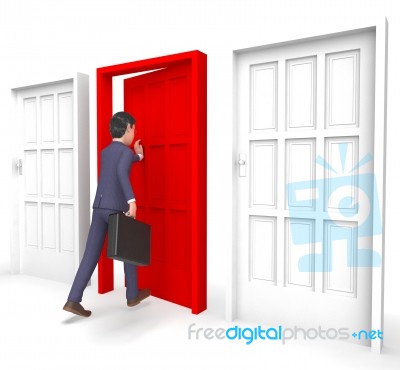 Character Businessman Indicates Choices Entrepreneur And Way 3d Stock Image