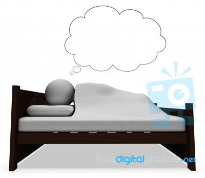 Character Dream Shows Go To Bed And Bedroom 3d Rendering Stock Image