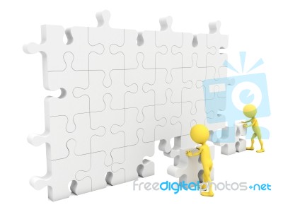 Character Holding Jigsaw Stock Image