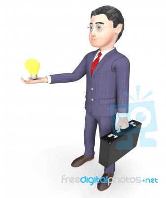 Character Lightbulb Indicates Business Person And Idea 3d Render… Stock Image