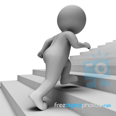 Character Running Represents Goal Mission And Render 3d Renderin… Stock Image
