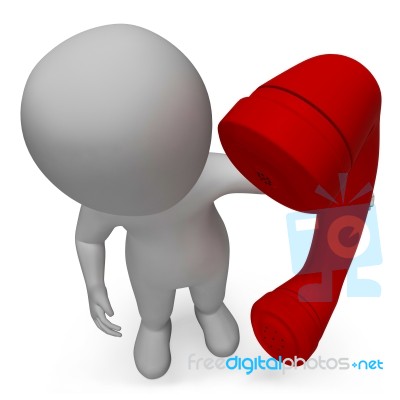 Character Talking Represents Call Us And Calls 3d Rendering Stock Image
