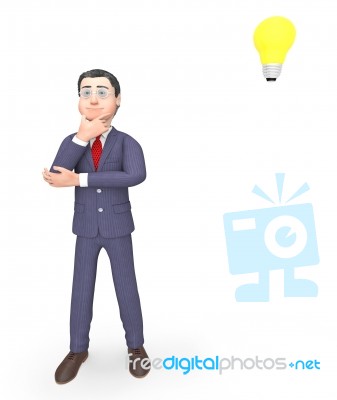 Character Thinking Indicates Power Source And Business 3d Render… Stock Image