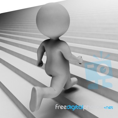 Character Up Represents Aspire Running And Ascending 3d Renderin… Stock Image