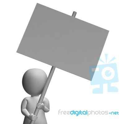 Character With Placard Allows Message Or Presentation Stock Image