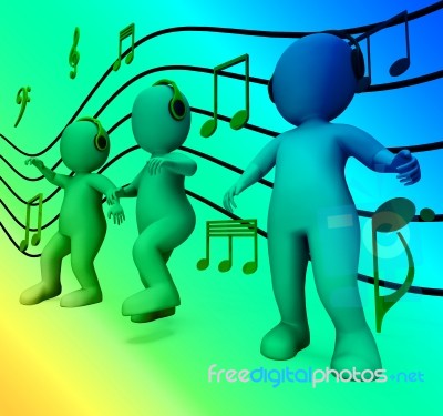 Characters With Colorful Lights Dancing Shows Music Disco And Pa… Stock Image